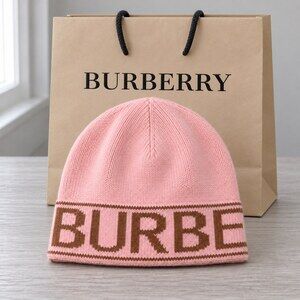 Burberry Pink Logo Knit Beanie